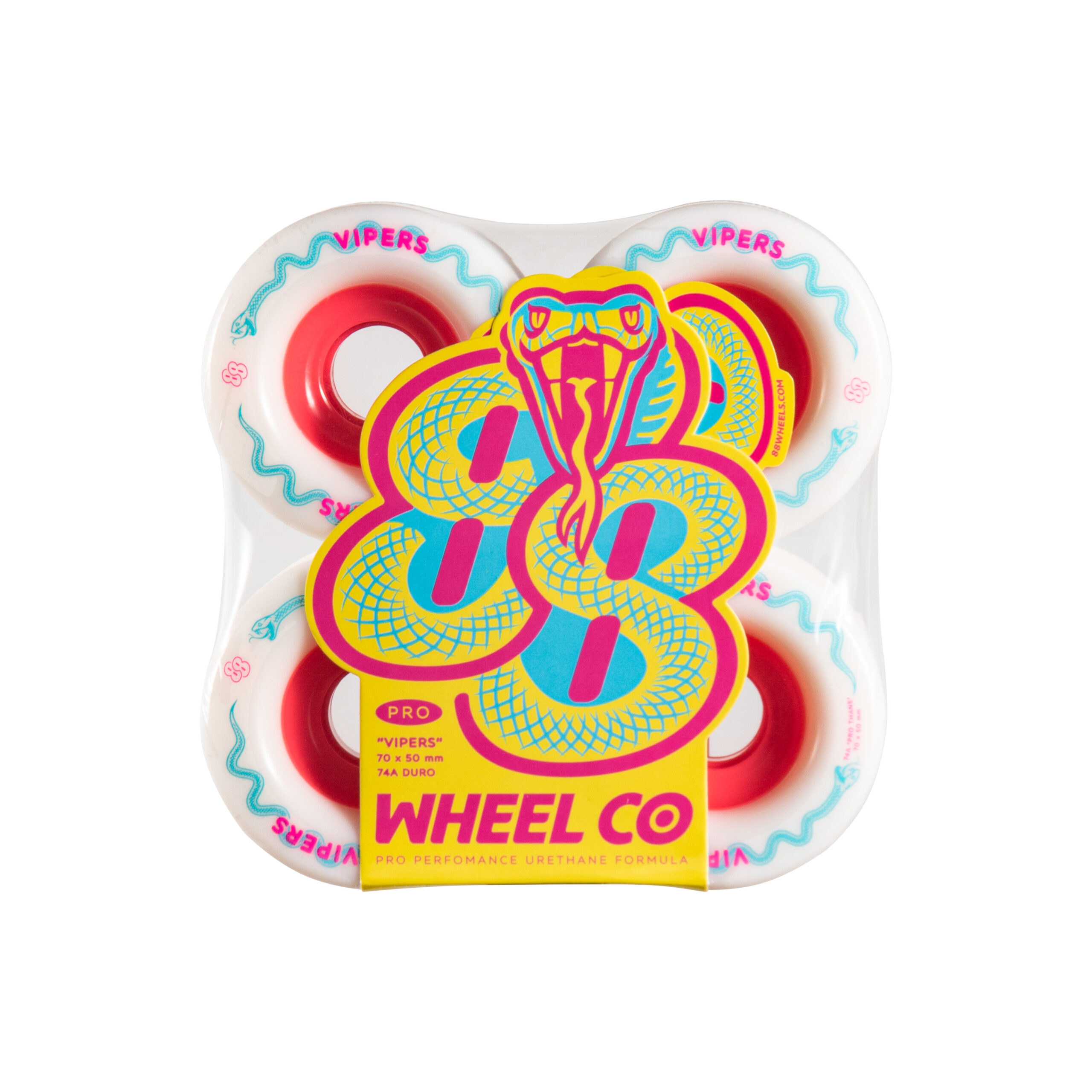 70mm Viper Pro Freeride Longboard Wheels. Packaged View.